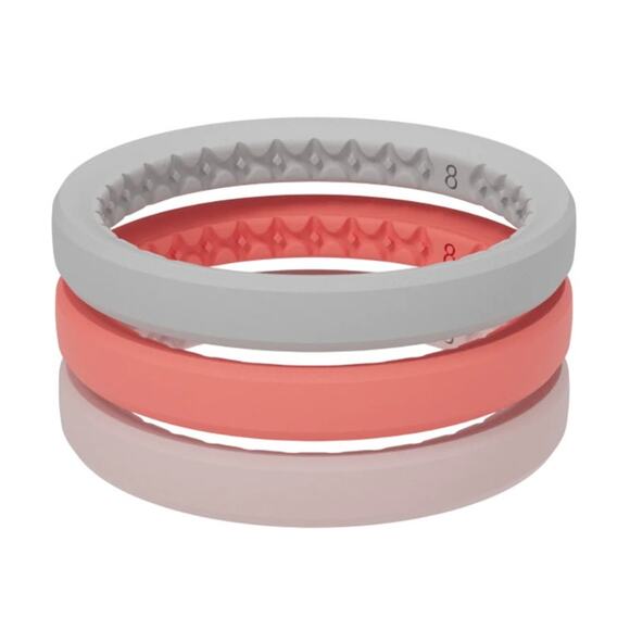 NEW Groove Life Pasadena Stackable Silicone Rings Set Size 10, Gray, Coral, Pink - Picture 1 of 4